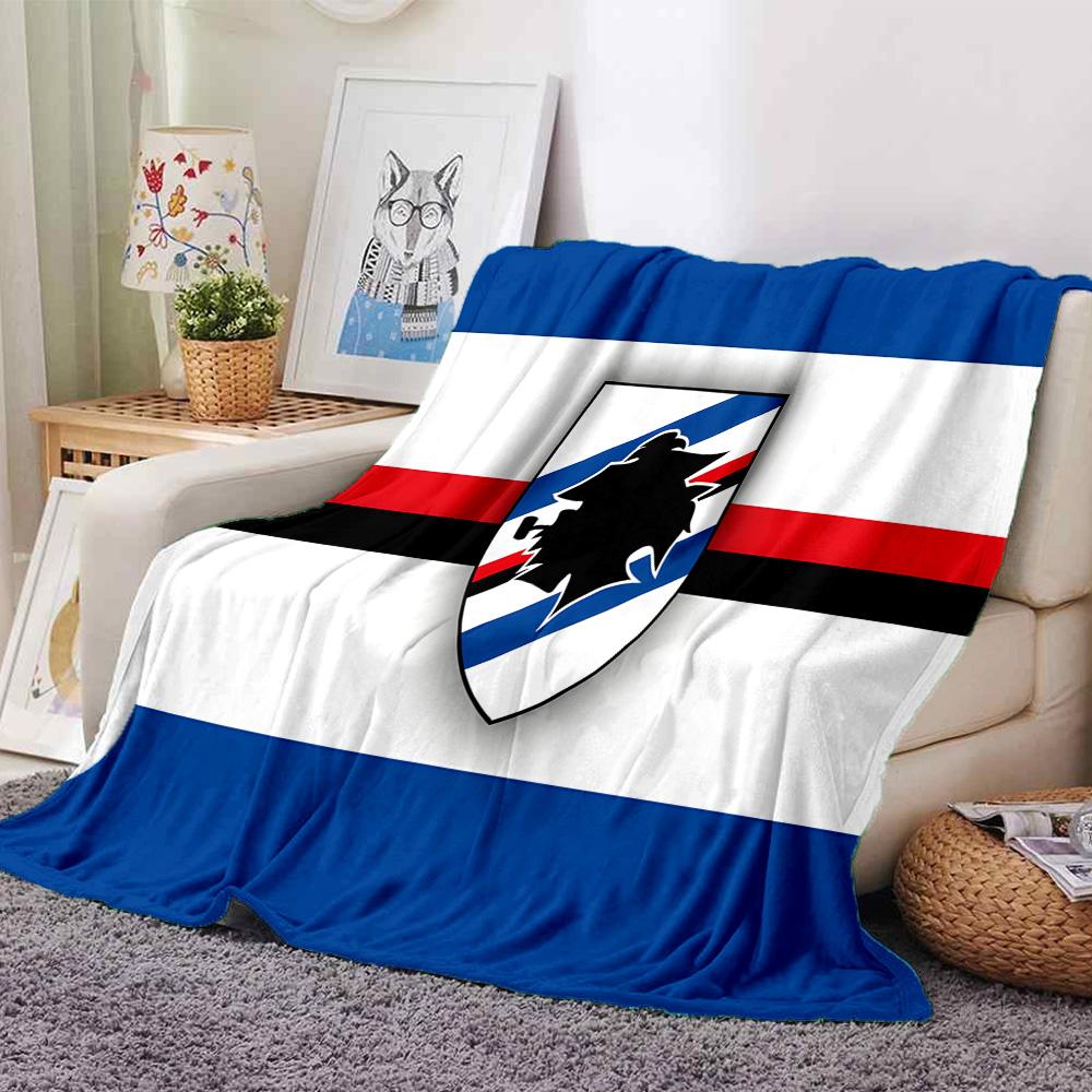 Sam-pdoria Team Crest Design Flannel Blanket, Soft Polyester, Modern Design, All-Season for Camping, Travel, Gifts for holidays or birthdays