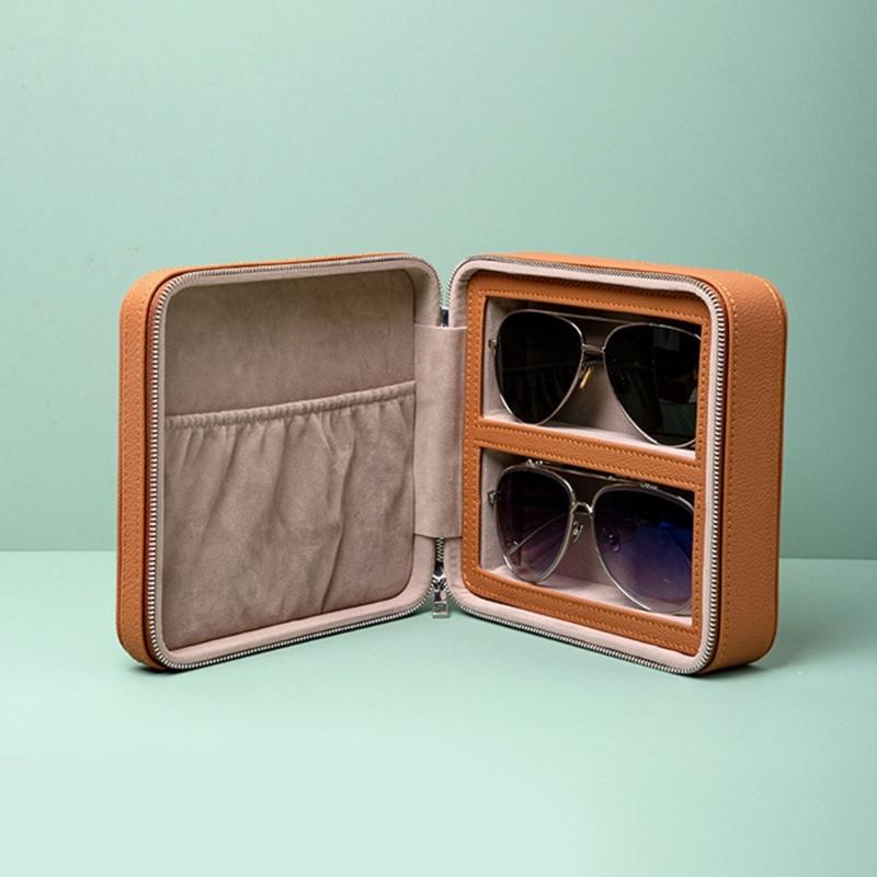 Elegant Double Layer Watch and Eyewear Organizers Storage Box with Adjustable Dividers and Soft Lining Decoration