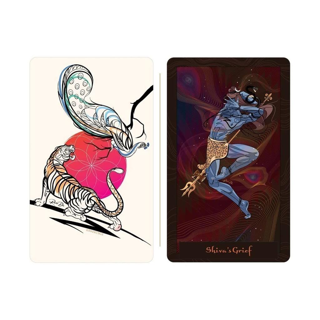 Kancharo 50-Card Oracle Tarot Card Set [Wisdom from the Epics of Hind] Includes Japanese Oracle Card Basic Instructions & Pouch (Authentic)