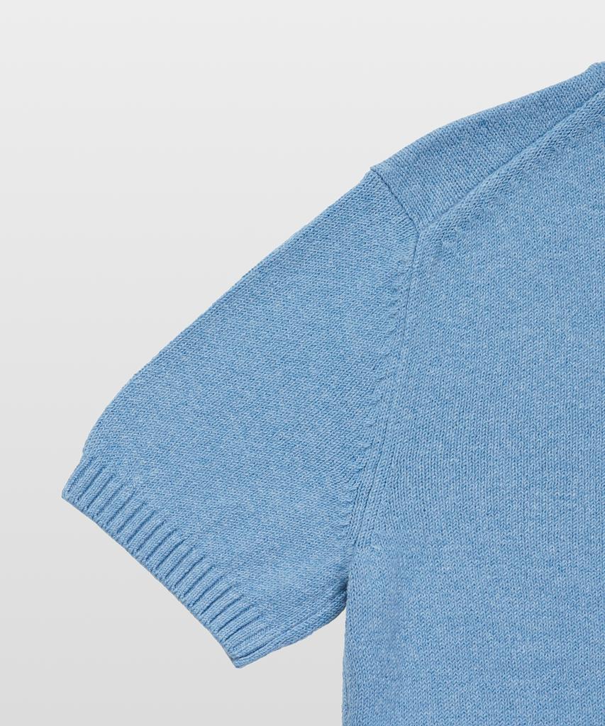 MANNERGRAM Upw Washable Cotton Round Short Sleeve Knit Cameo Blue