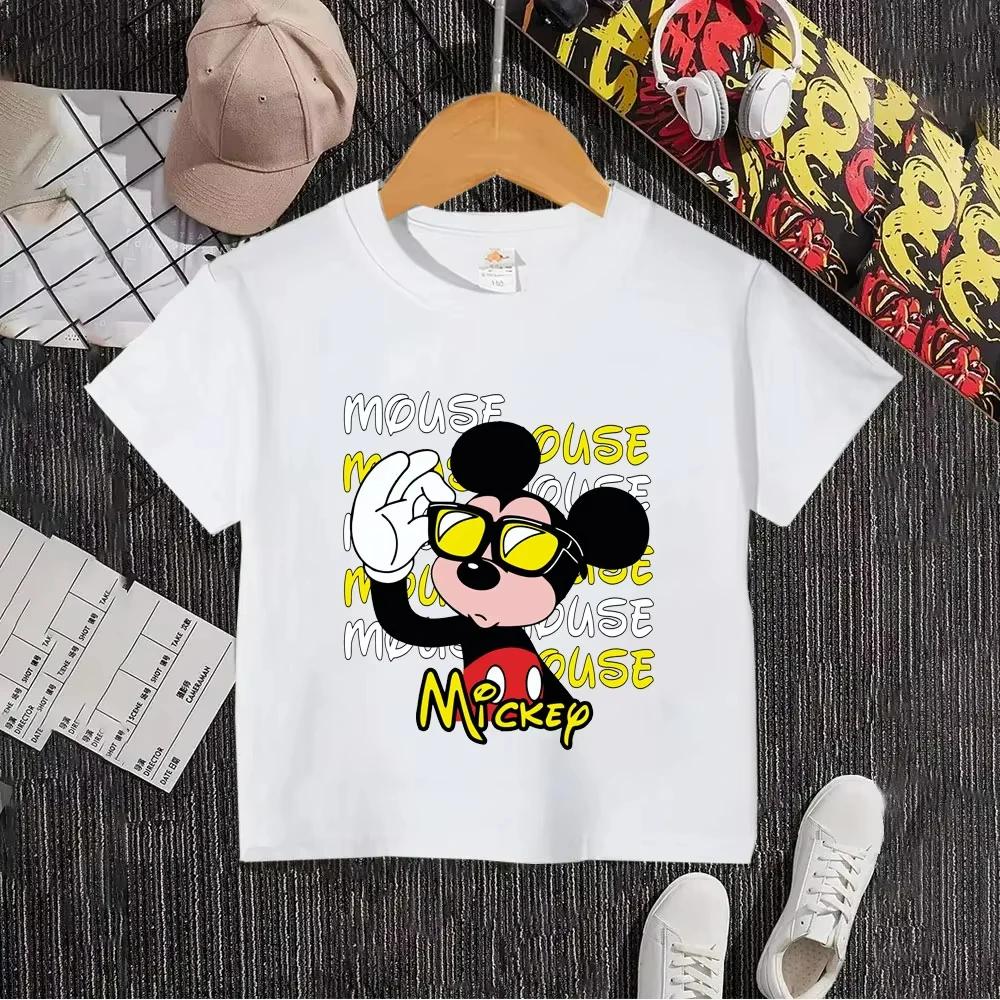 Mickey Summer 2026 New Fashion Boys and Girls Children's T-Shirt Cartoon Anime Children's Clothing Top