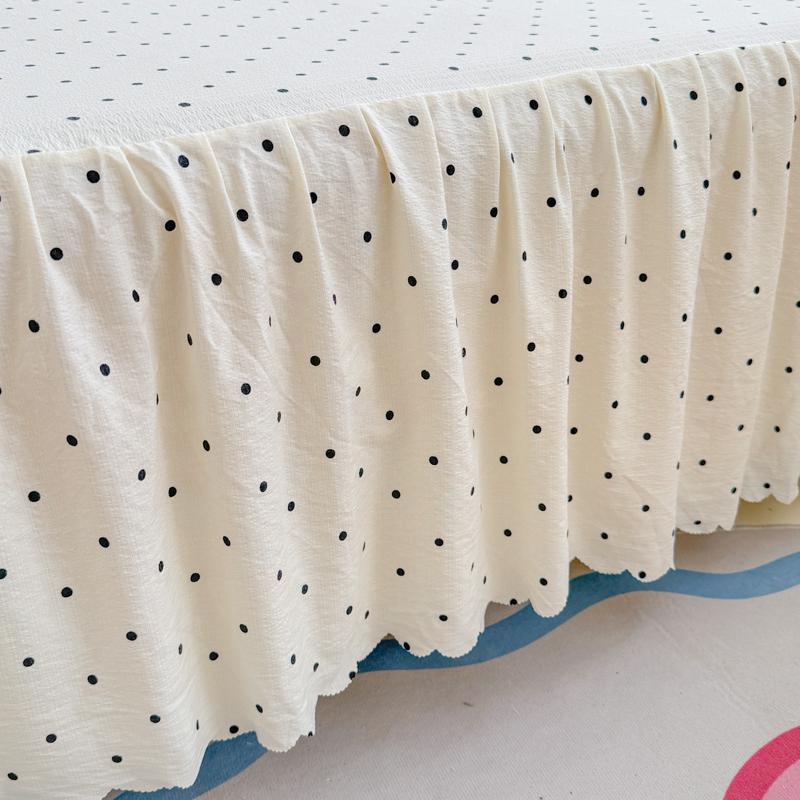 Sleeping Grid A-class Cloud Feeling Cotton Wrinkled Yarn Double-layer Yarn Bed Skirt