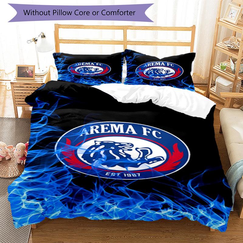 Arema Football Club Printed Pattern Duvet Cover Set – Includes 1 Duvet Cover and 2 Matching Pillowcases Bedroom Decor Christmas Gifts
