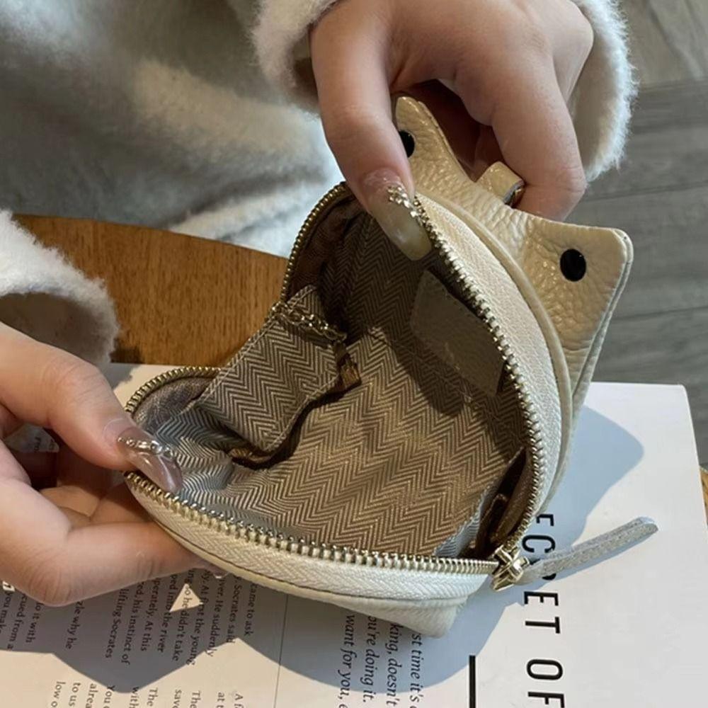 Minimalist Key Storage Small Bag Zipper Women's Leather Frog Coin Purse Storage Card Bag  Female