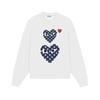 Relaxed Fit Cotton Sweatshirt With Heart Print Long Sleeve Crew Neck Fleece Lined Unisex Winter Casual Top