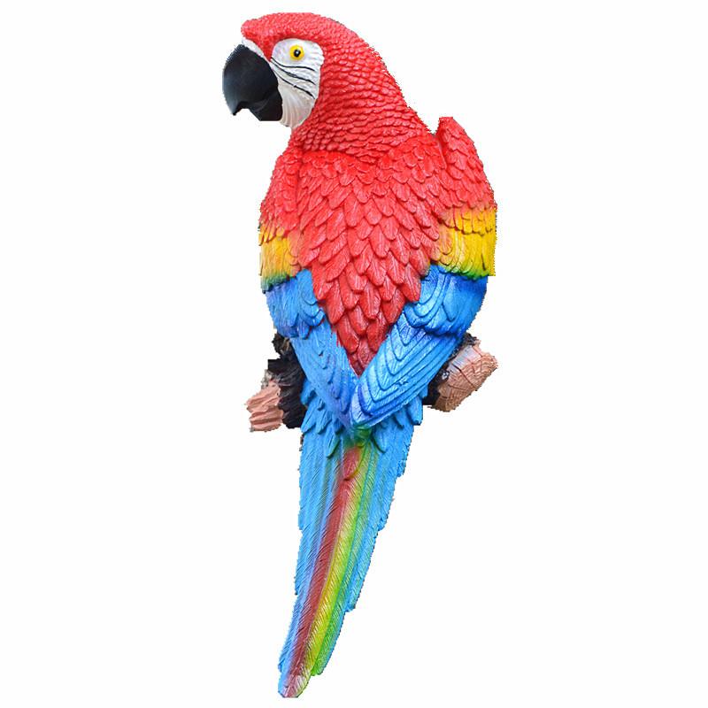 Resin Parrot Statue Wall Mounted DIY Outdoor Garden Tree Decoration Animal Sculpture for Home Office Garden Decor Ornament