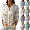 Women's Fashion Seven Sleeve Casual Lapel Back Tie Shirt Printed T-Shirt Top