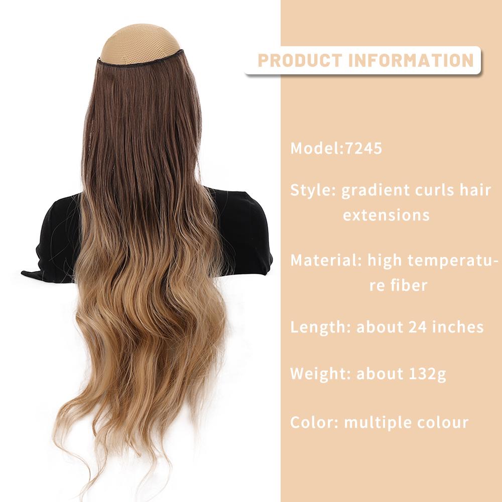 Clip invisibile in capelli sintetici lunghi lisci, parrucca lunga 24 pollici con sfumature ondulate, aggiunge volume