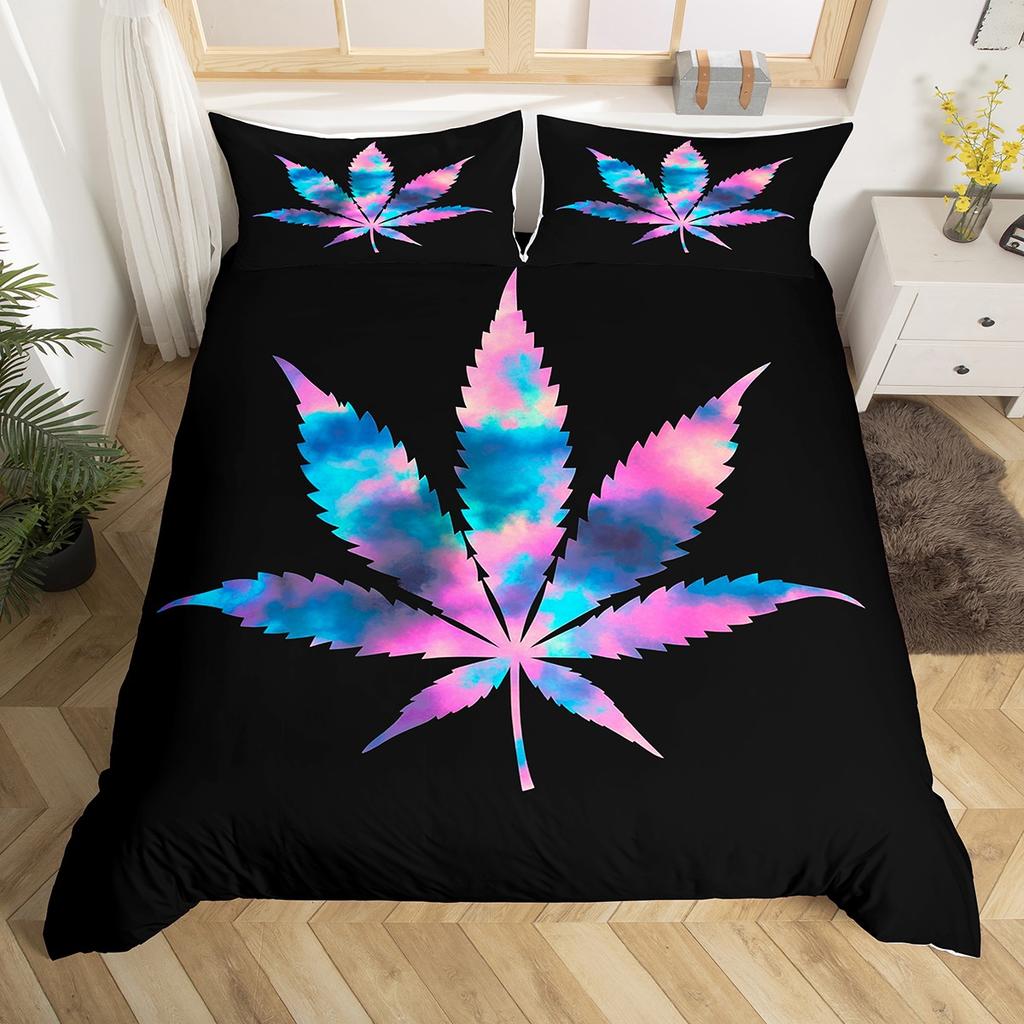 Homewish Neon Jungle Mushroom Duvet Cover Set For TeenGreen Skull Skeleton Bedding SetCartoon Theme Bed Set