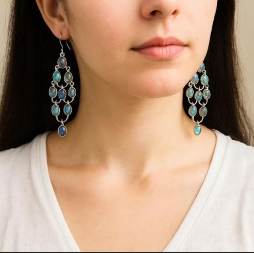 

Натуральный переливающийся лабрадорит, драгоценный камень, серебро 925 пробы, ручная работа, дизайнерские женские серьги-подвески, свадебные подарки