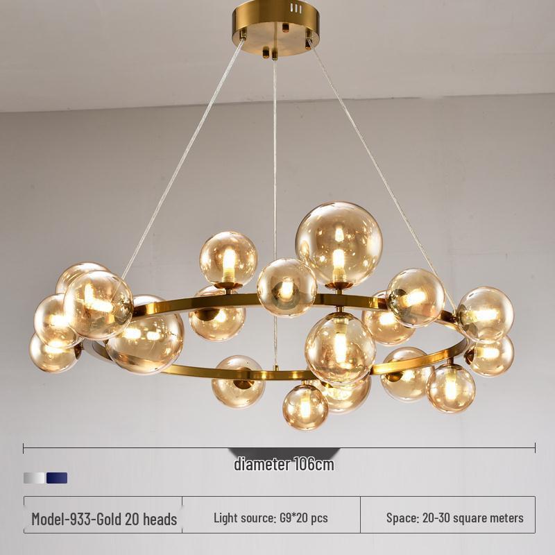 Nordic Modern Minimalist Magic Bean Art Glass Chandelier for Restaurant, Bedroom, or Showroom