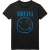 Nirvana-Kurt Cobain-Blue Smiley - Black  T-shirt