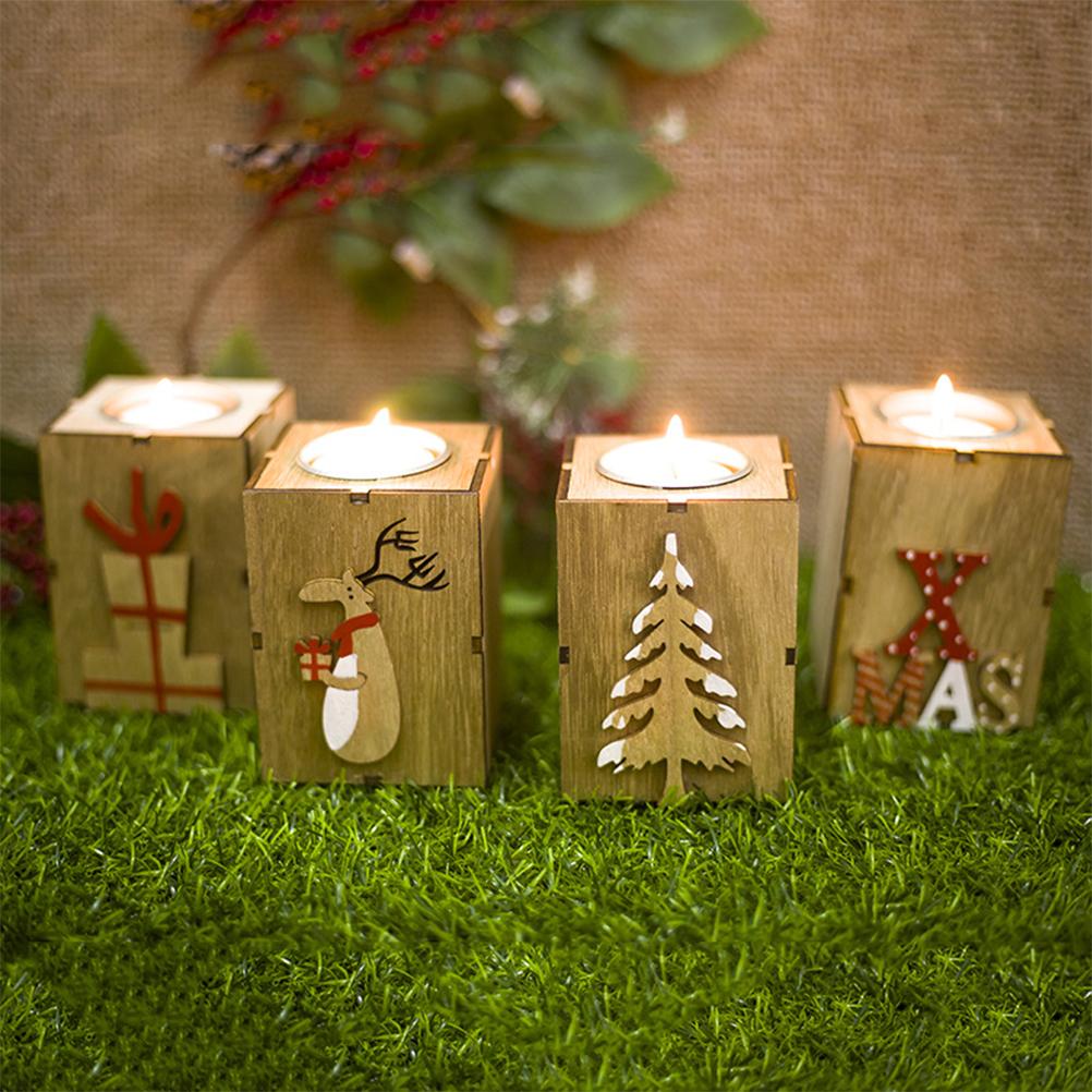 

Home Wooden Tealight Candle Holder for Christmas Wedding Home Party Decoration Type 2