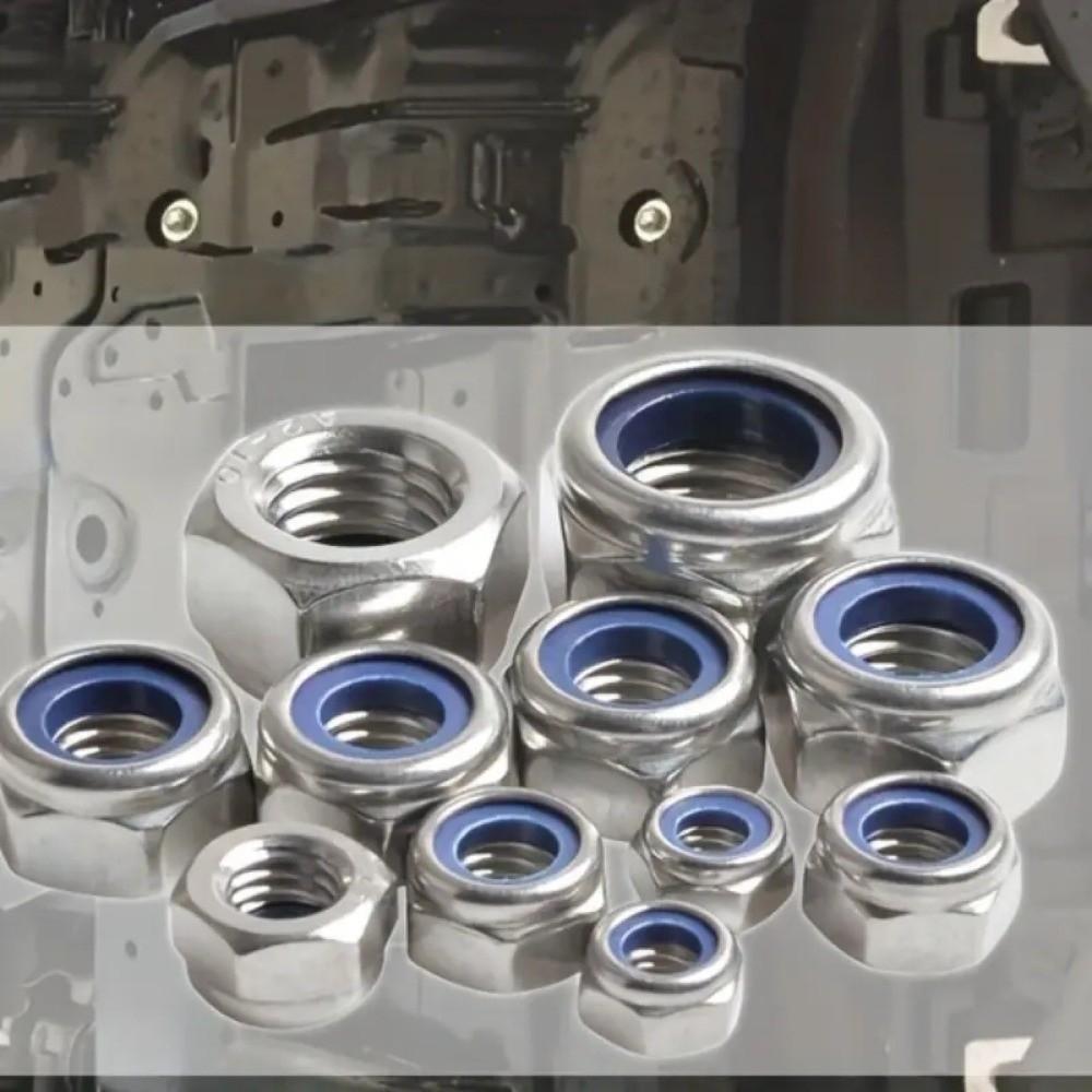 175PCS Stainless Steel Locknuts Nylon Insert Lock Metric Nuts Hardware Set Hex Nuts DIY Projects