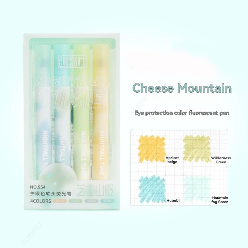 4 Pcs/set Kawaii Highlighter, Chisel Tip Marker Pen, Quick Drying, Assorted Colors, Water Based,For Organizing and Coloring