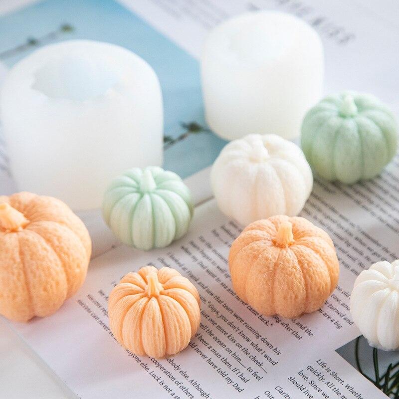 Pumpkin Shape DIY Candles Mould Candle Mold Aromatherapy Plaster Candle 3D Silicone Mold Hand-made Aroma Wax Soap Candles Mold