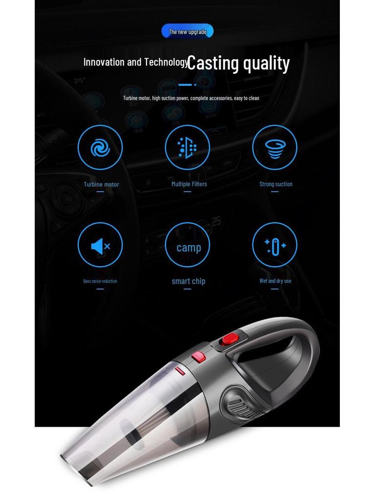 Rechargeable High-Power Wireless Handheld Car Vacuum Cleaner with Strong Suction for Hair