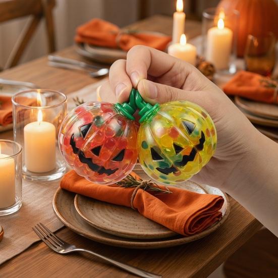Halloween Pumpkin Squeeze Toy Stress Relief Cartoon Pumpkin Sensory Toy Soft Stretchy Bead Filled Pumpkin Pinch Toy Party Favors