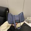 Summer New Bag New Versatile Trendy Women's Bag Buckle Shoulder Bag Crescent Bag Messenger Bag Solid Color Simple and Generous
