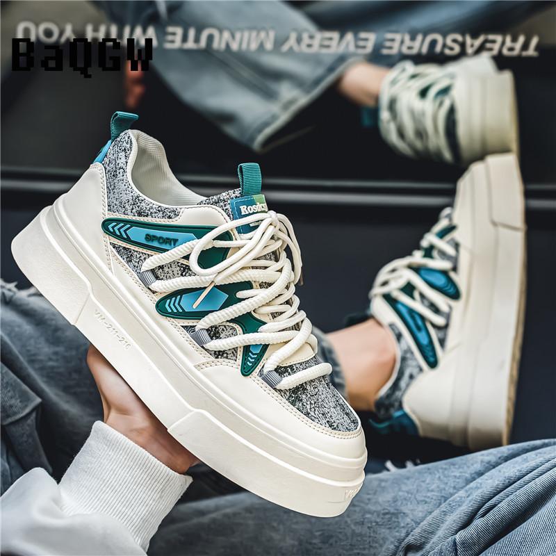 Fashion New Men‘s Sneakers Fashion Color Block Casual Shoes Light Breathable Running Shoes Lace Up Platform Shoes Zapatillas De Hombre