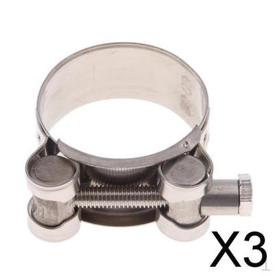 3x Motorcykel Rostfritt Stål Avgasrörsklämma/Klämma 32–35/36–39/40–47/48–51/52–55 mm