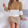 Fall Winter Lazy Wind Loose O-Neck Sweater Dress Women's Long Sleeve Straight Knit Pit Strip Wide Dresses