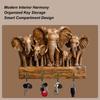 Wooden Key Holder Wall Mount Cute Elephant Towel Hooks Key Holder Organizer Space-Saving Key Pendant Hook For Towel Coat Jacket