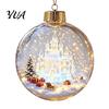 Christmas Gift Exchange Souvenirs Glowing Story Ornament, Mini Holiday Scene Light Up Ball Tree Hanging Ornaments Decoration, Acrylic Clear