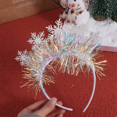 Sequin Christmas White Snowflake Headbands Wear-resistant Plastic New Year Hair Hoop Exquisite Non-slip Cosplay Headbands