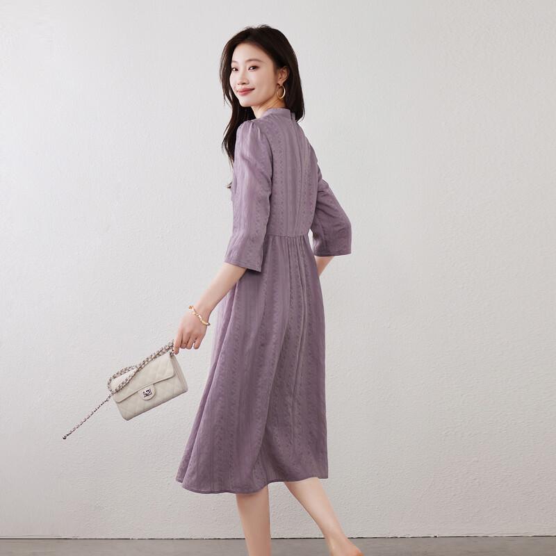 SOFSIL New Chinese Style Stand Collar Seven-Sleeve Dress