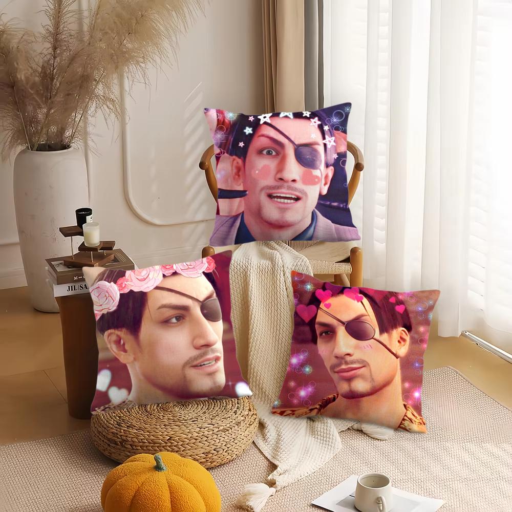 Anime Yakuza Goro Majima Cushion Cover Silky Short Plush DoubleSided Printed Pillow Case for Sofa All Seasons Home Decor Gift
