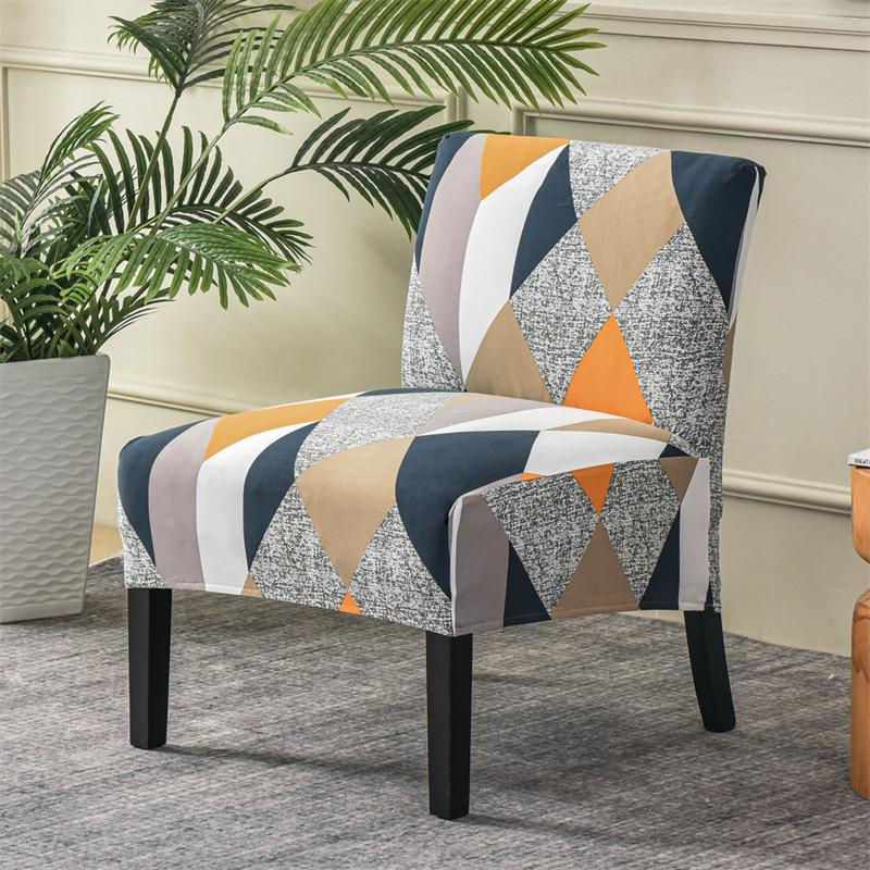 Accent Armless Chair Cover Geometric Print Single Sofa Stool Slipcover Nordic Stretch Chair Covers Elastic Couch Protector Cover