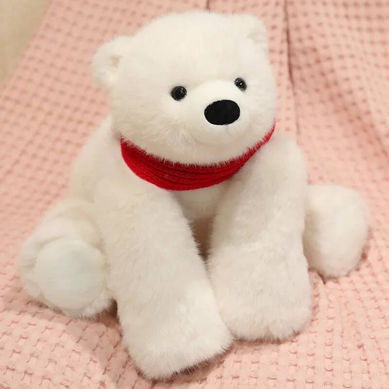 Cute Scarf Polar Bear Creative Plush Toys Red Scarf Bear Doll Sleeping Pillow Funny Doll For Kids Boys Girls Room Decoration