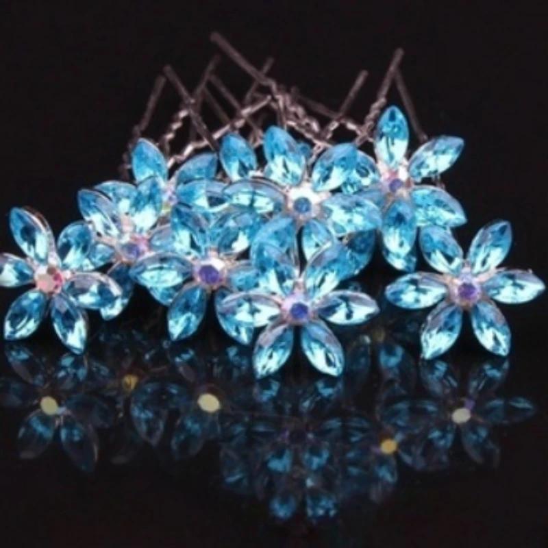 1/3Pcs New Blue Crystal Flower Hair Accessory Wedding Decoration Hair Clip Bridesmaid Hair Accessory Rhinestone Jewelry Headwear