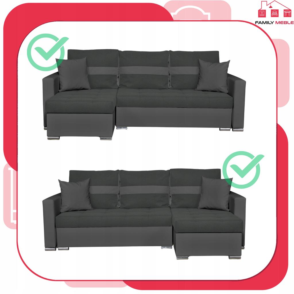 Figo Corner Sofa Bed with Sleeping Function, Corner Sofa, Family Furniture, Gray-gray