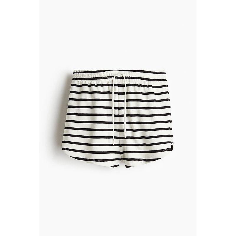 

HM Women s Clothing Short Sweatpants Summer Commute Straight-leg Loose Plaid Simple and Soft Drawstring Sports Shorts 1152096 Cream/Stripes 170/88