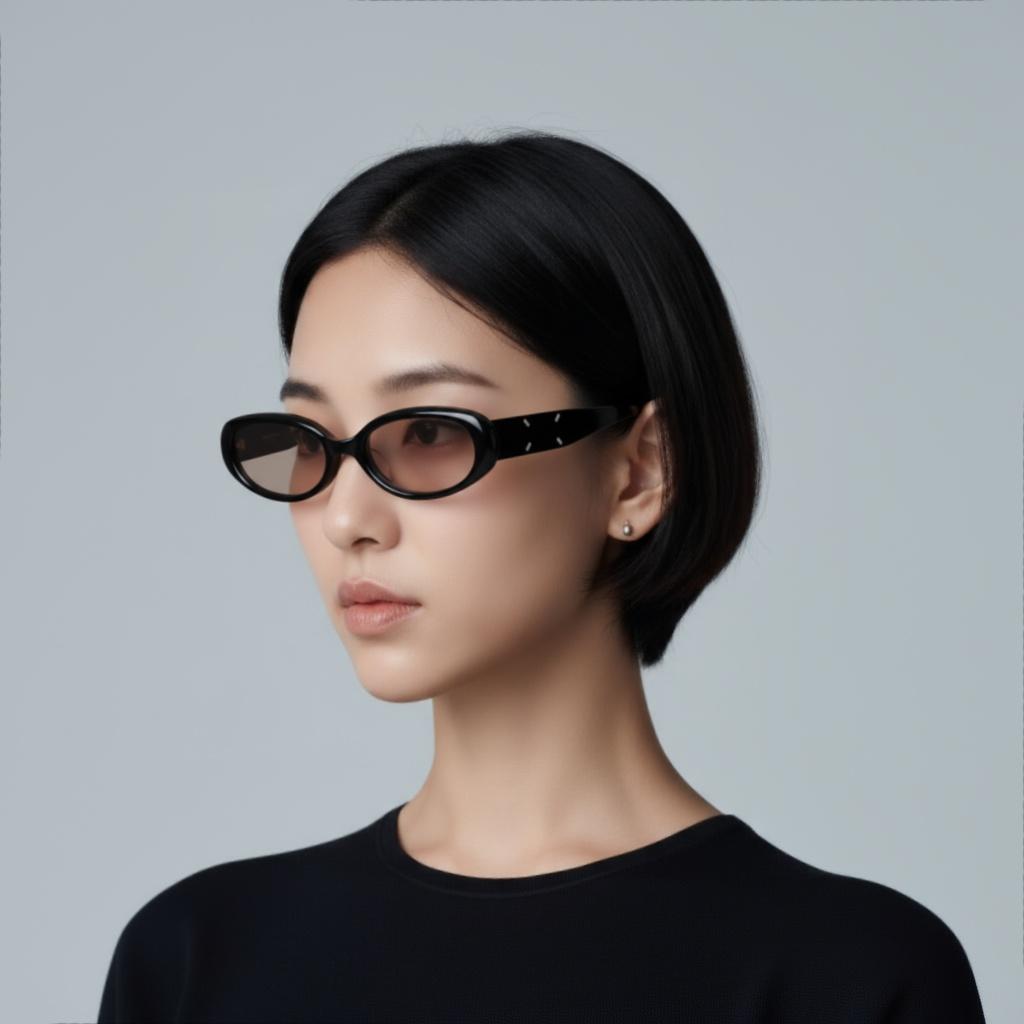 Gentle Monster X Maison Margiela Collaboration Classic Logo Design Oval Sunglasses Unisex Sunglasses Black MM206-01(BR)