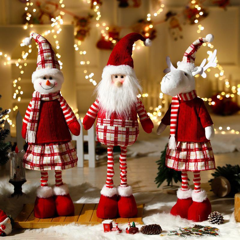 Christmas Cartoon Plush Doll Ornament: Santa, Snowman, Reindeer for Tree Decoration