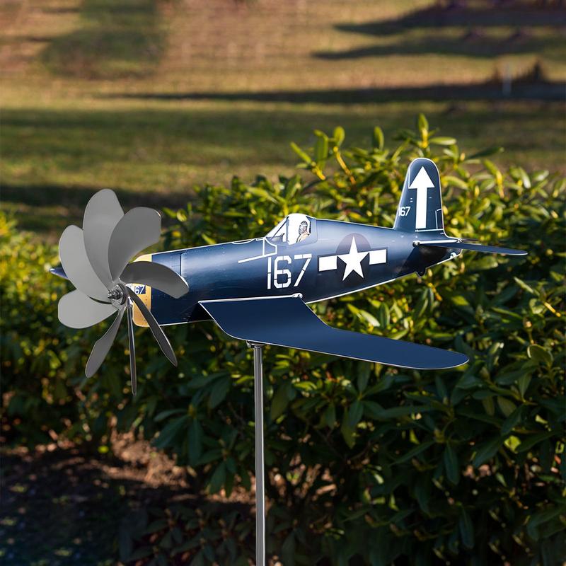 Airplane Wind Spinner Wind Spinners Wind Sculpture Windmill Aircraft Stainless Steel Wind Catchers Weatherproof Wind Powered