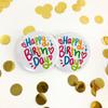 New Happy Birthday Theme Party Badge White Tinplate Handmade Birthday Badge 