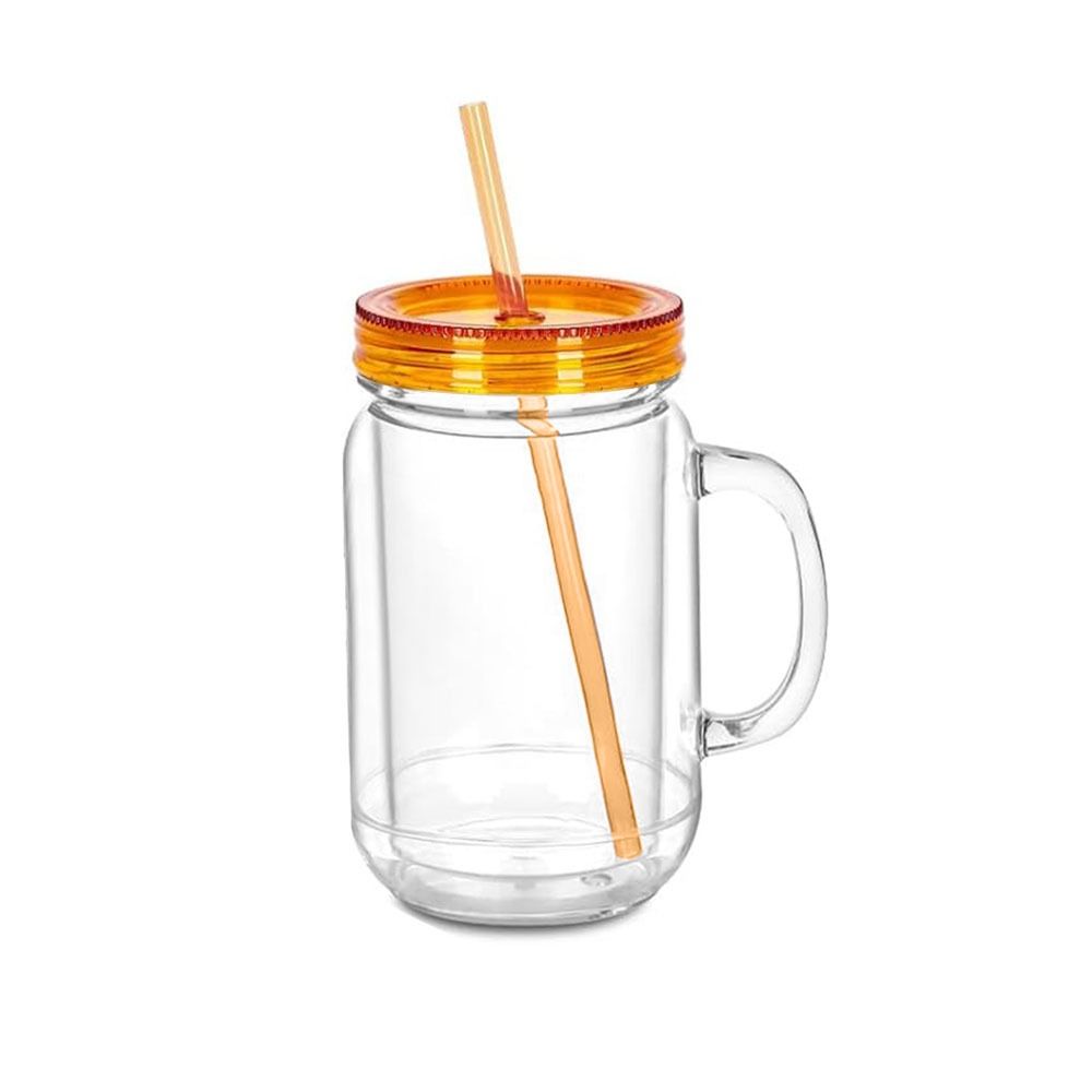 NEW 20 Oz Capacity Snowglobe Tumbler Double Wall Pre Drilled Hole Snow Globe Cups Clear Plastic Mason Jars Party Favors