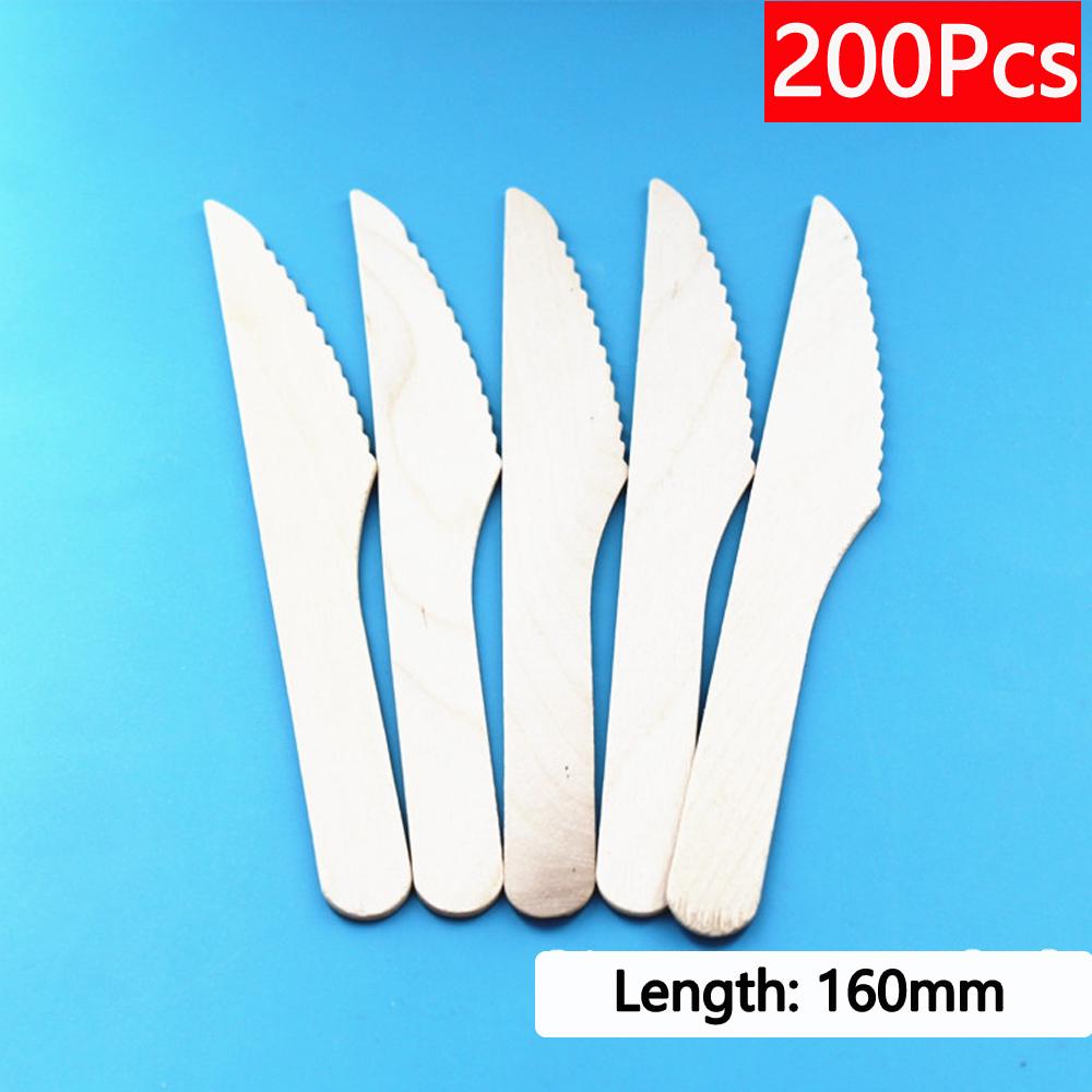 10/150/500 szt. Jednorazowe drewniane sztućce widelce/łyżki/noże nóż artykuły imprezowe przybory kuchenne deser zastawa stołowa opakowanie 16 cm