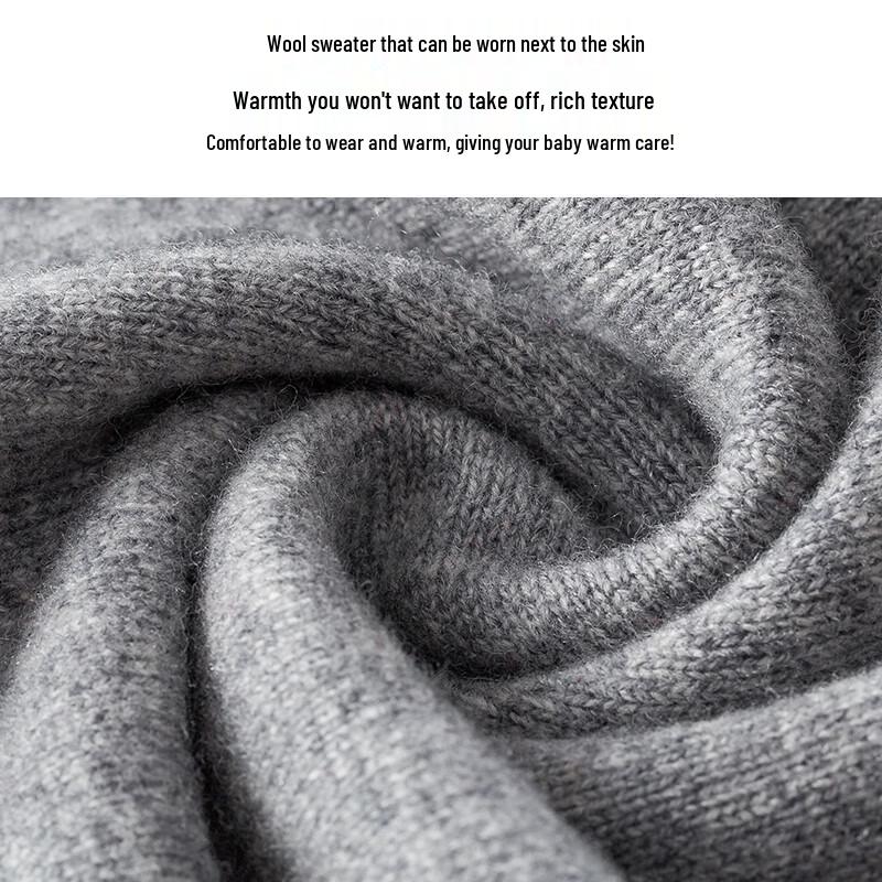 Hengyuanxiang Kids' Pure Wool Round Neck Pullover