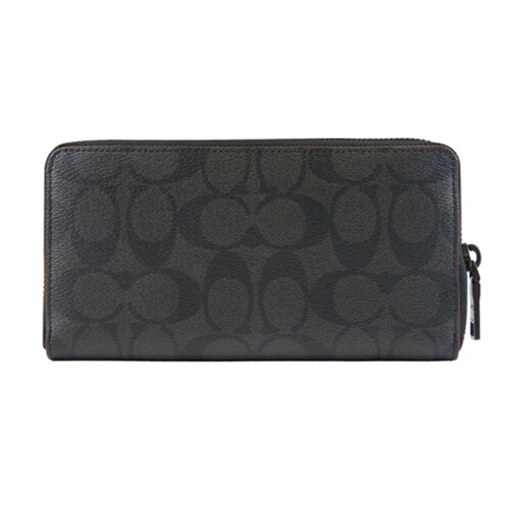 Coach Accordion Wallet 20 Classic Monogram Logo Embossed Coated Canvas Clutch Men Wallets Gray Black 25517-N3A