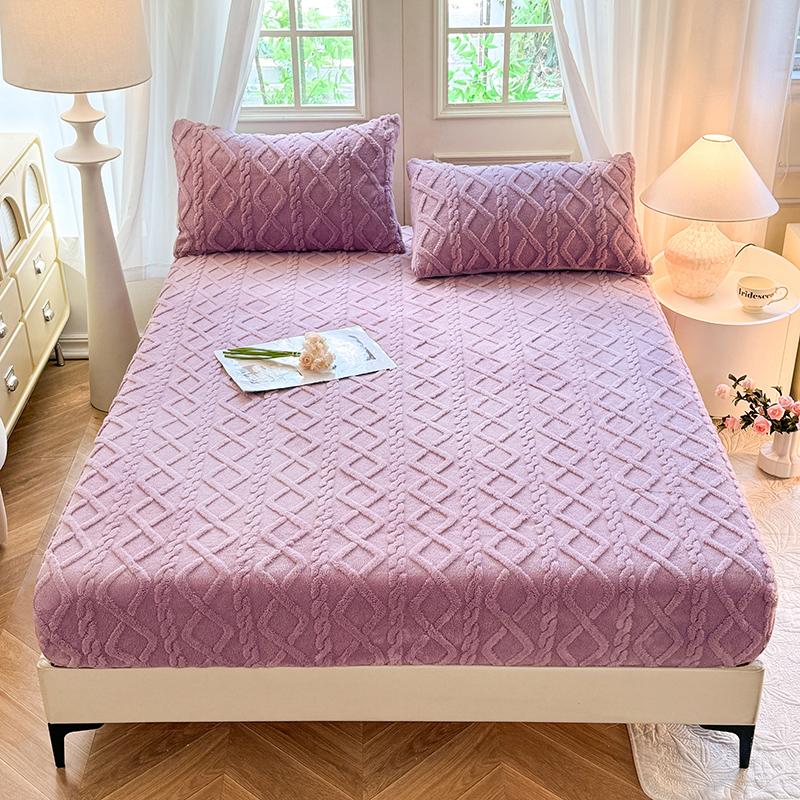 2025 New Solid Color Tafu Fleece Fitted Sheet Household Mattress Protective Cover Non-slip Single Piece No Pillowcase