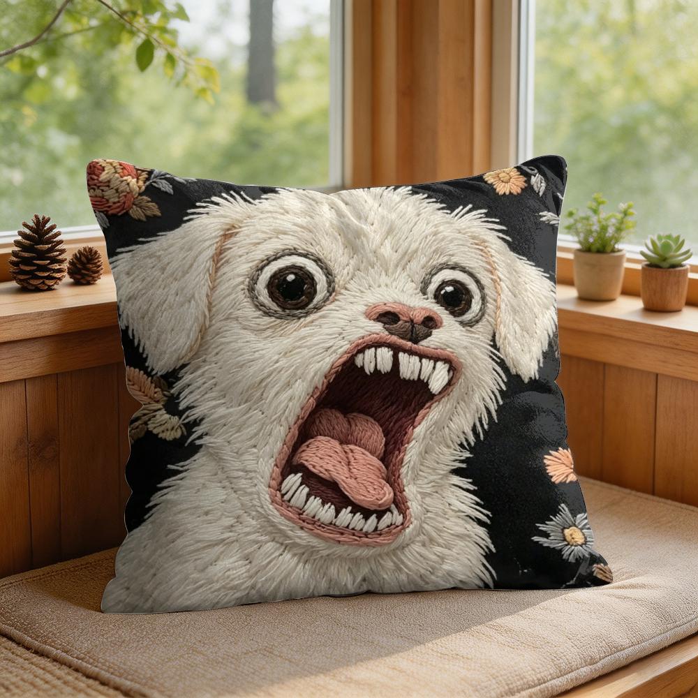 2D Scream Animals Retro Kissenbezug Seidiger Kurzer Plüsch Unsichtbarer Reißverschluss Staubdicht Sofakissenbezug Für Heimdekoration
