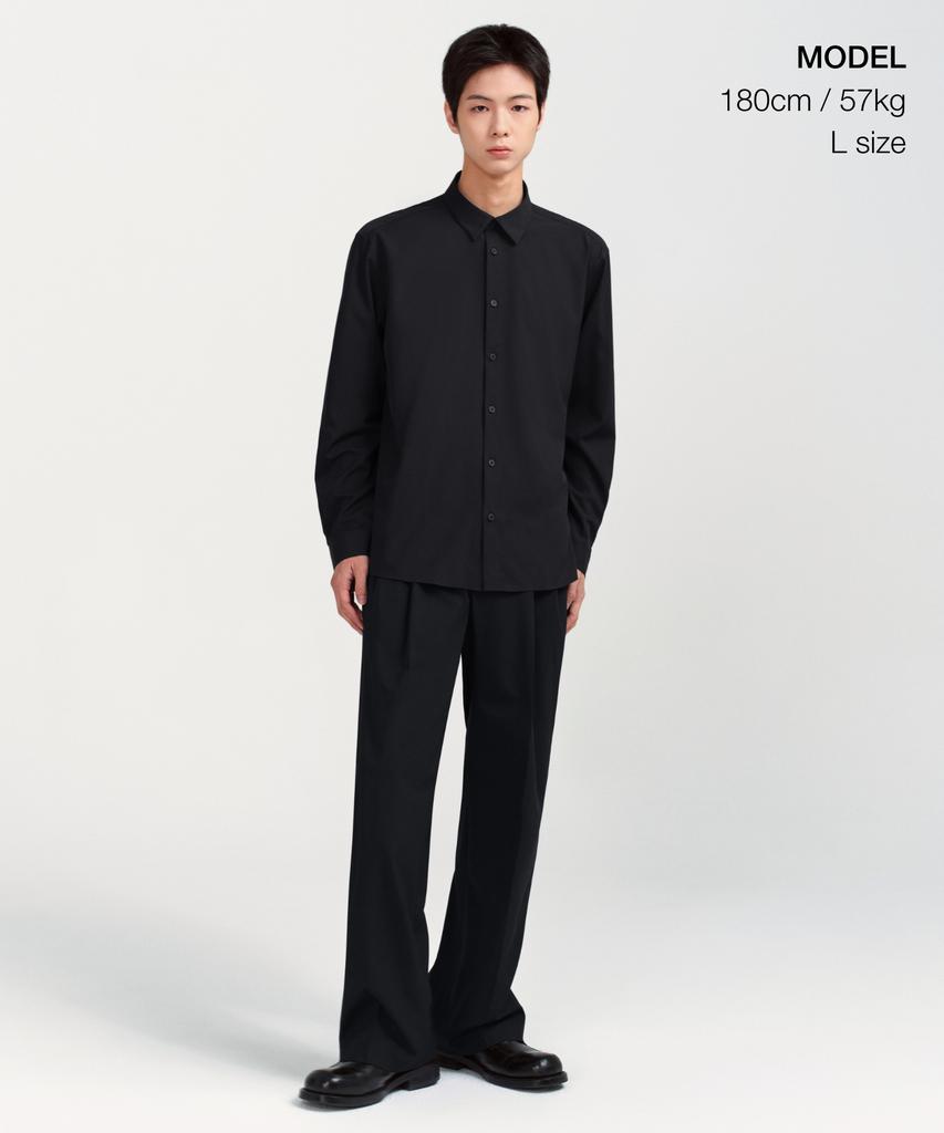 MUSINSA STANDARD Relaxed Fit Silky Shirt [Black]