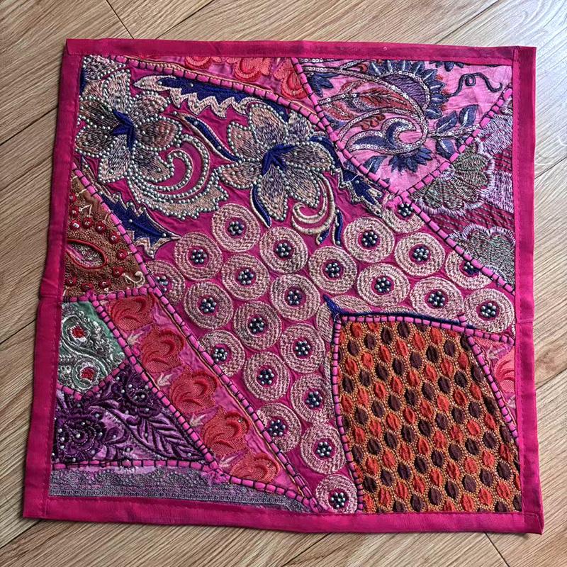 Handmade Patchwork Embroidered Pillow Cover Southeast Asian Decorative Exotic Style Home Accessories Cloth Waist Pillow Cushion 42x42cm 4270₽