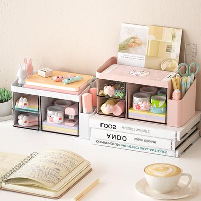 Desktop Aufbewahrungsbox Transparent Große Kapazität Glatte Kante Sichtbares Design mit Griff Schubladenart Desktop Organizer Box Stiftebehälter Bürobedarf