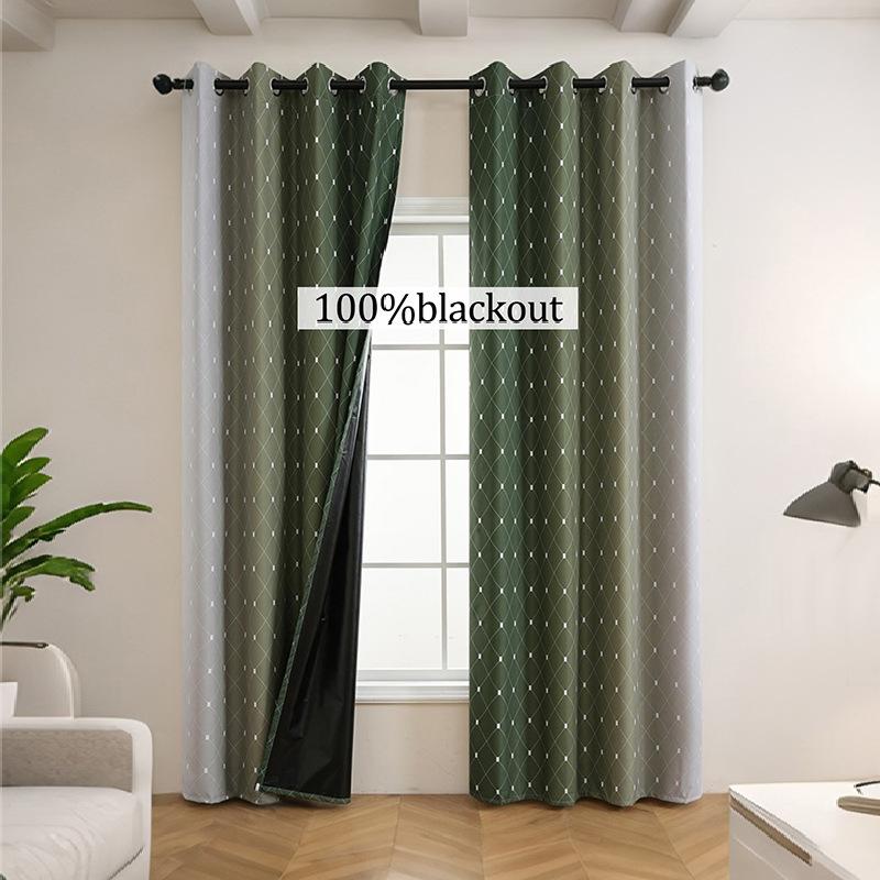 Full Blackout Curtain Finished Product Sunscreen Heat Insulation Balcony Bedroom Living Room Gradual Change No Punching Opaque